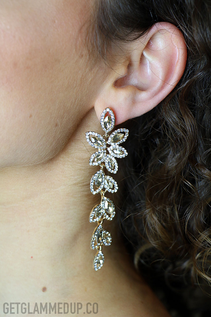 Affordable bridal jewelry, champagne drop earrings