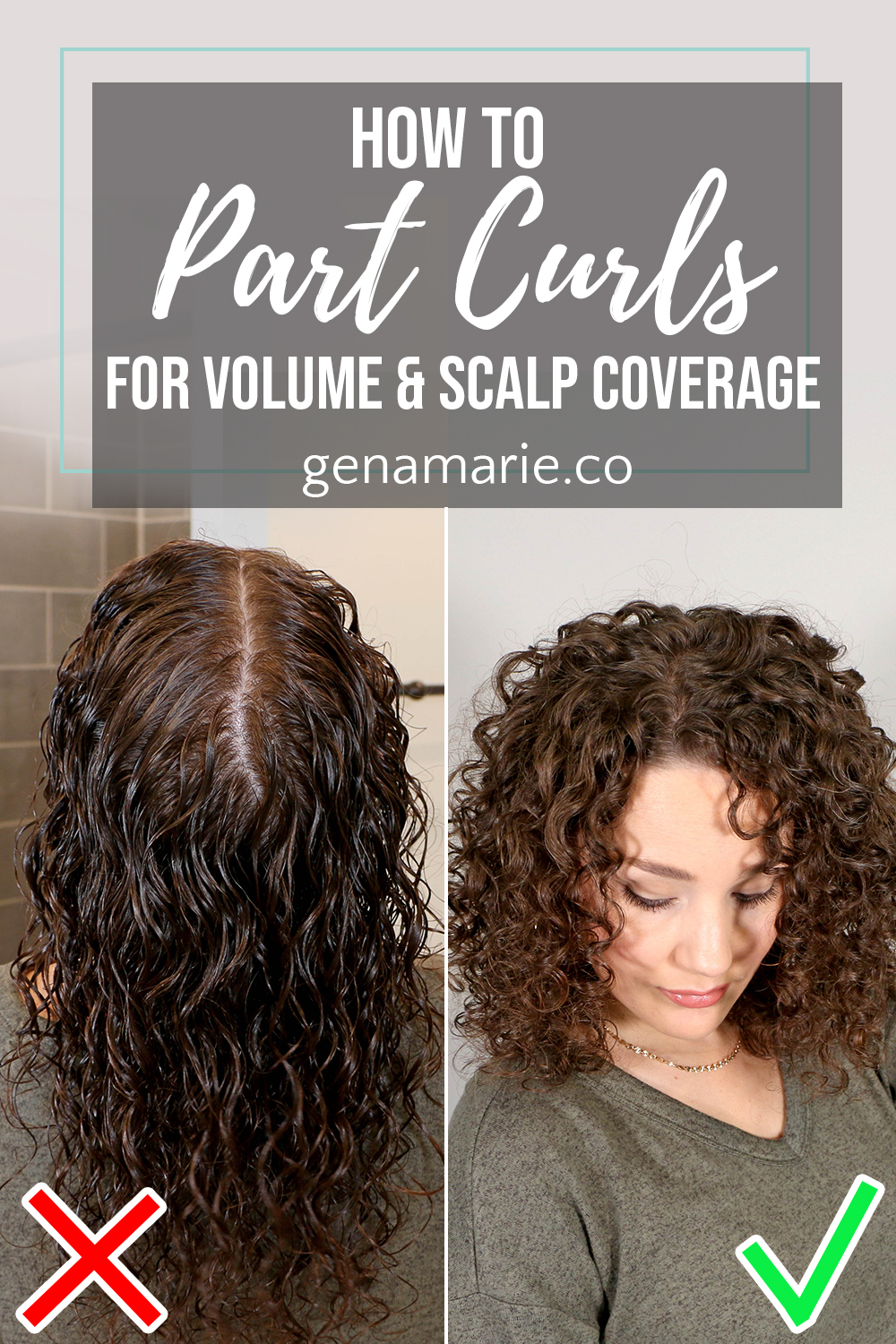 How to Part Curly Hair for Volume & Scalp Coverage 4 Ways | Parts for  Low-Density Hair - Gena Marie