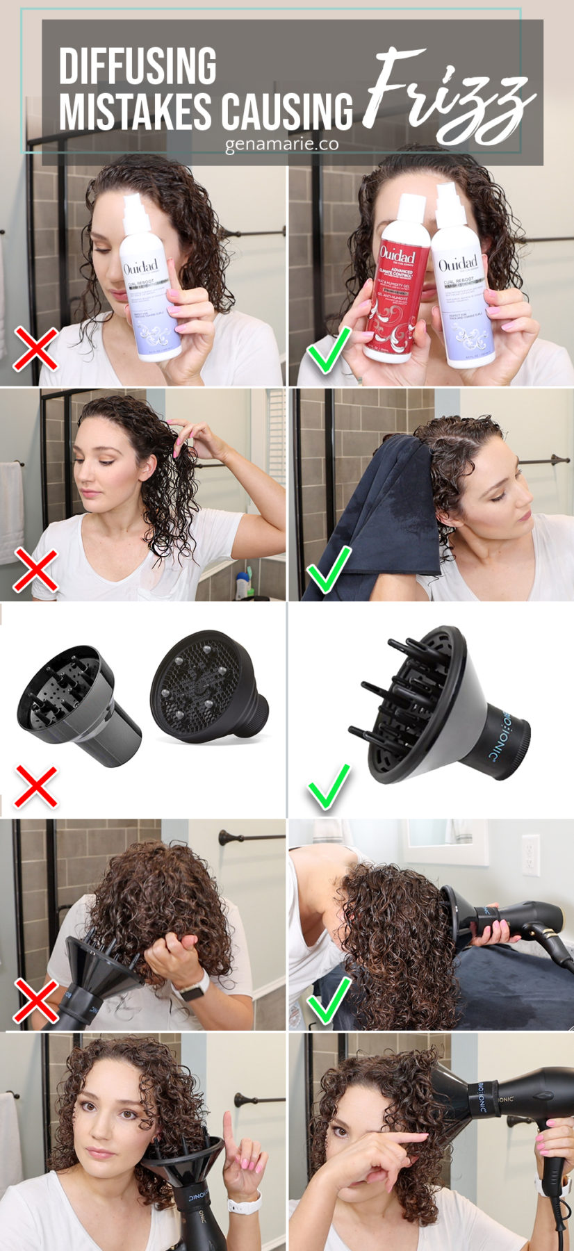 Diffusing mistakes causing frizz infographic